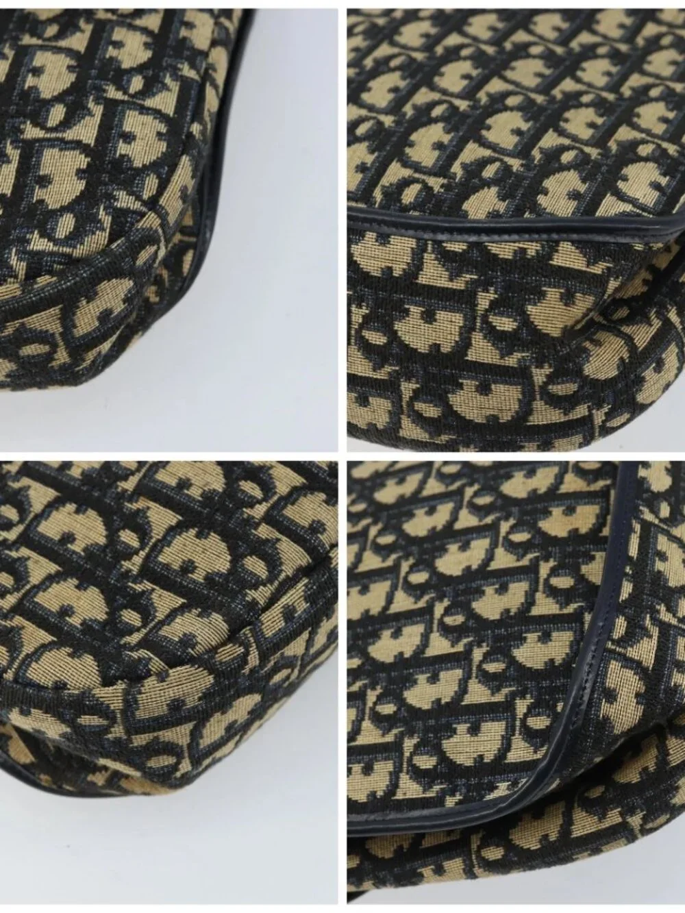 Christian Dior Trotter Canvas Shoulder Bag Navy Gold Auth gh1790 - Picture 14 of 16